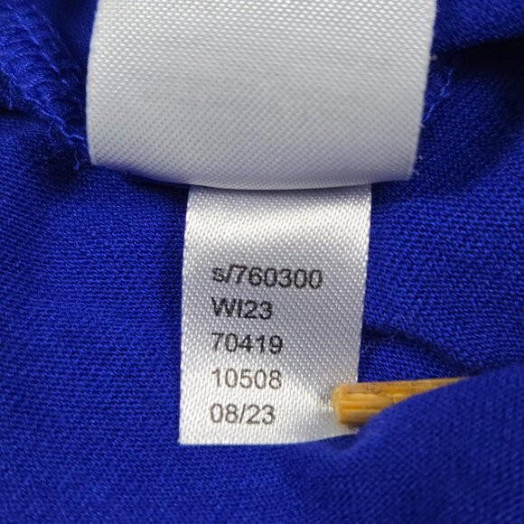 LOFT Royal‎ Blue Ruffle Tie Neck Sleeveless Blouse Romantic Feminine Sz M - Picture 9 of 11